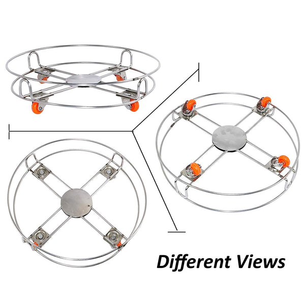 Stainless Steel Gas Cylinder Trolley with Wheels LPG Cylinder Roller Stand Movable Trolley - Image 3