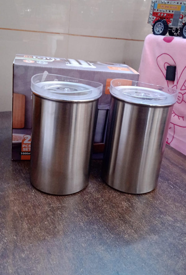 Multipurpose Stainless Steel Airtight Containers with See Through Lid (2 Pc Set / 1000 ML) - Image 2
