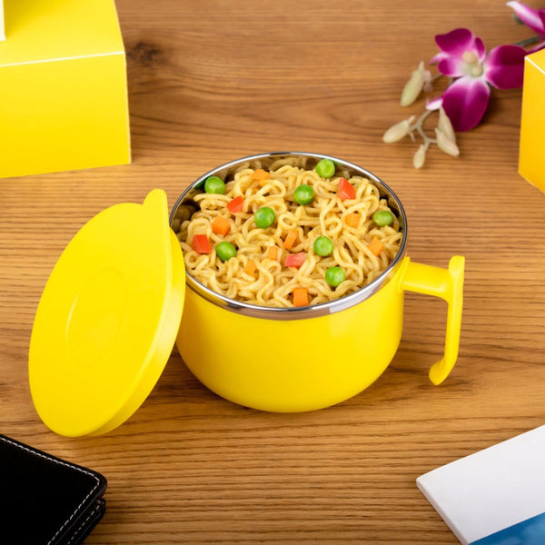 Safe Double-Layer Maggie Bowl with Lid & Handle – Versatile Bowl for Cereals, Fruits, Ramen & More