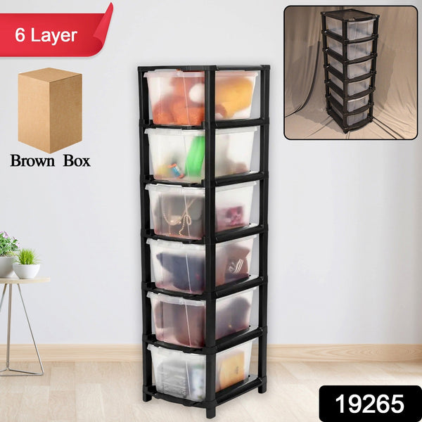 6-Layer Modular Plastic Drawer Storage Cabinet - Image 8