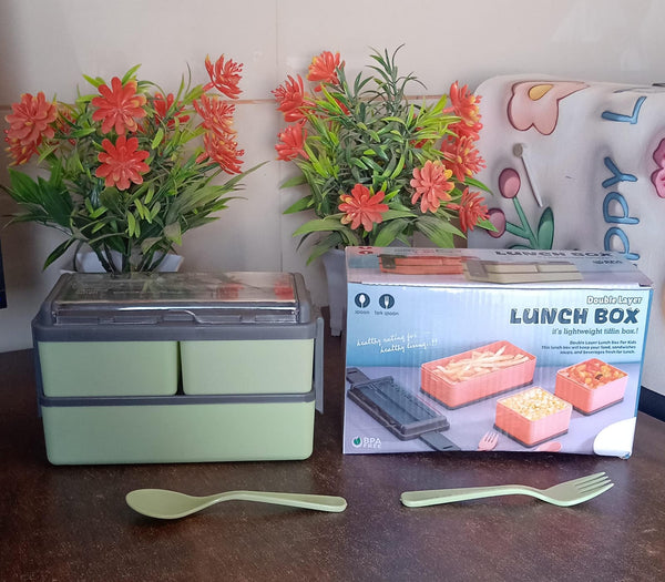 Plastic 3 Layer Leak Proof 3 Compartment Lunch Box for Office (1 Pc) - Image 2