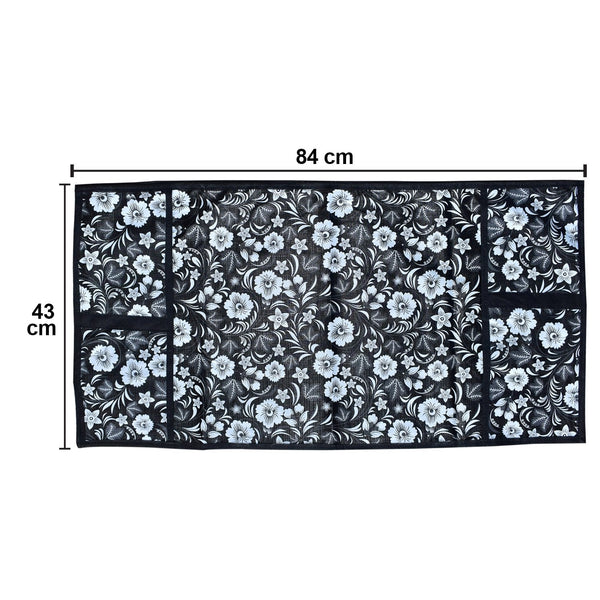 Microwave/Oven Top Cover with 4 Utility Pockets (Mix Design) - Image 3