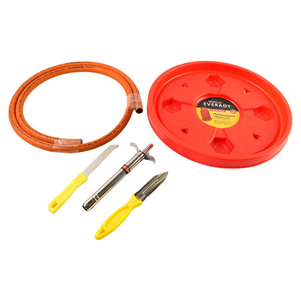 Mishra's 5-Piece Multipurpose LPG Kitchen Combo Set with Gas Pipe, Cylinder Trolley, Knife, Lighter & Peeler - Image 5