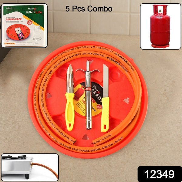 Mishra's 5-Piece Multipurpose LPG Kitchen Combo Set with Gas Pipe, Cylinder Trolley, Knife, Lighter & Peeler - Image 8