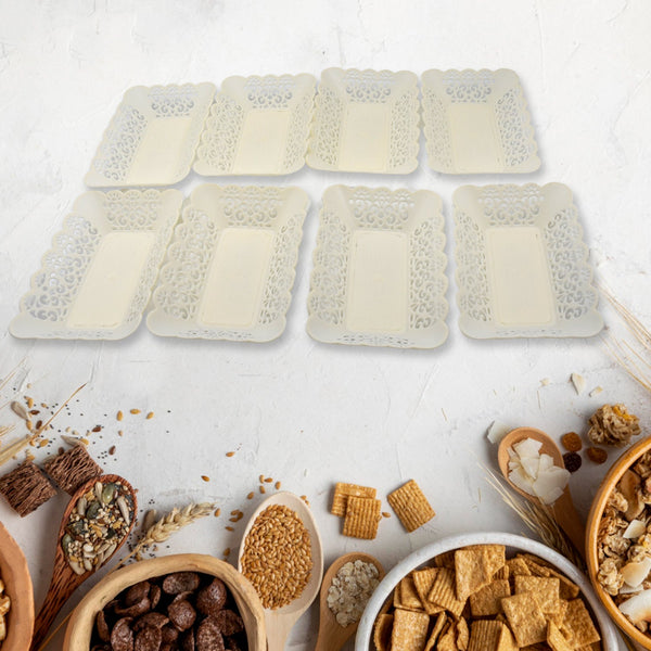 Rectangle Plastic Dinner Plate Snacks / Breakfast, Restaurant Serving Trays Home School Coffee Hotel Kitchen Office (8 Pcs Set) - Image 4