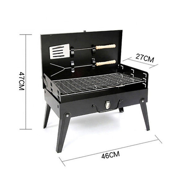 Stainless Steel Briefcase Style Barbecue Grill Toaster (Medium, Black) - Image 7