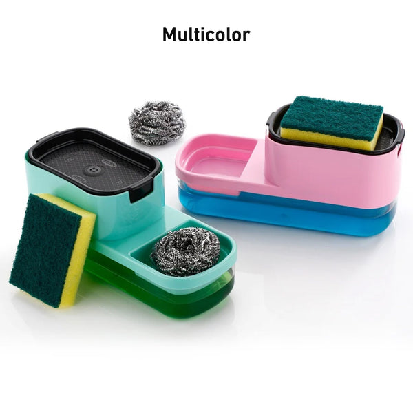 2 in 1 Plastic Dish Soap Liquid Dispenser Sponge Holder ,Sabudani (1 Set) - Image 6