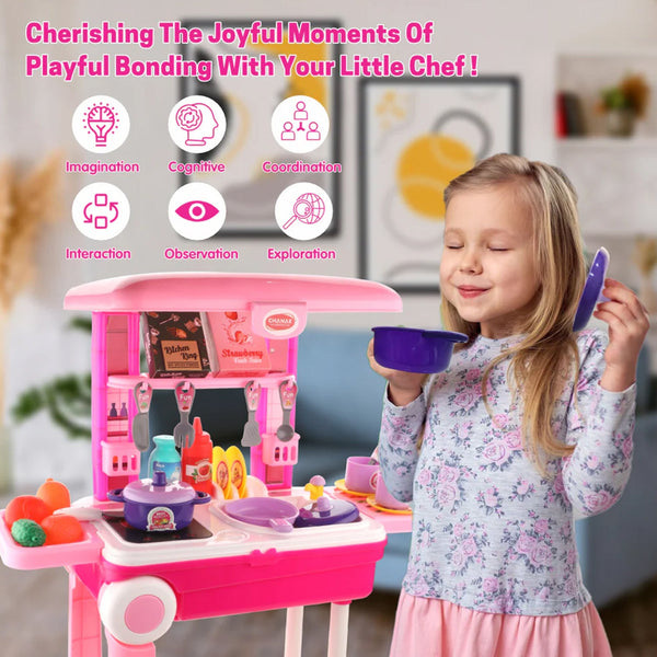 3-in-1 Kitchen Set for Kids with Suitcase – Role Play Cooking Toy for Girls & Boys (3+) - Image 3