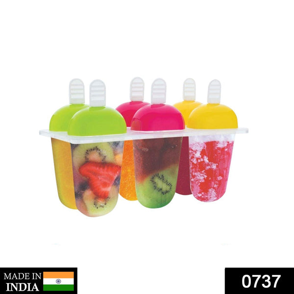 6 Pcs Multicolor Polypropylene Ice Mold, Kulfi Maker / Stick / Cream / Candy Color Assorted - Image 7