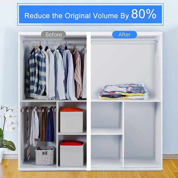 Vacuum Storage Bags with Suction Pump & Shirt clips - Vacuum Bags - Big Capacity Vacuum Seal Bags for Travel Clothes Blankets Pillows, Compression Bags | Space Saver Vacuum Storage Bags (5 Pcs Set) - Image 8