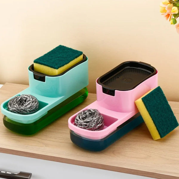 2 in 1 Plastic Dish Soap Liquid Dispenser Sponge Holder ,Sabudani (1 Set) - Image 3