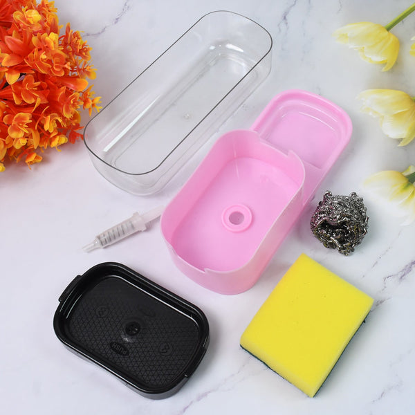 2 in 1 Plastic Dish Soap Liquid Dispenser Sponge Holder ,Sabudani (1 Set) - Image 9