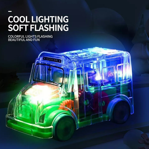 Transparent Musical Mini School Bus Toy for Kids - Image 4