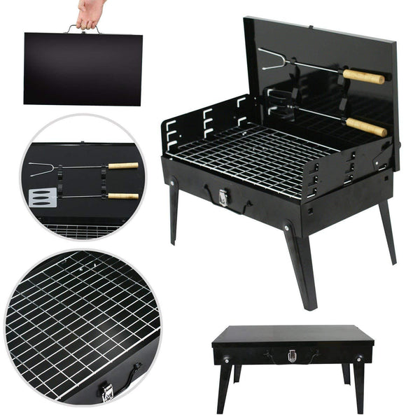 Stainless Steel Briefcase Style Barbecue Grill Toaster (Medium, Black) - Image 5