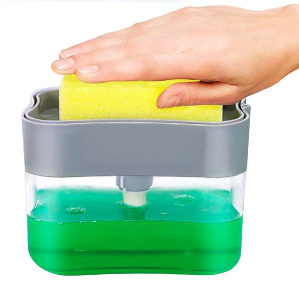 Liquid Soap Dispenser on Countertop with Sponge Holder For Pet - Image 5