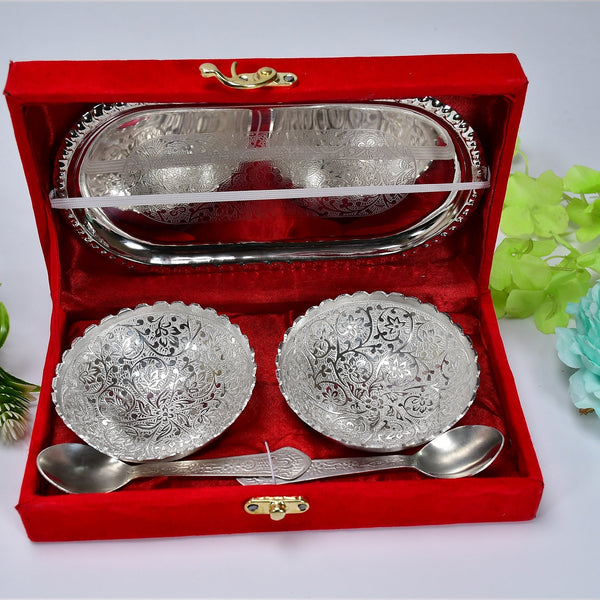 Silver-Plated Brass Bowl & Spoon Set with Velvet Gift Box - Image 6